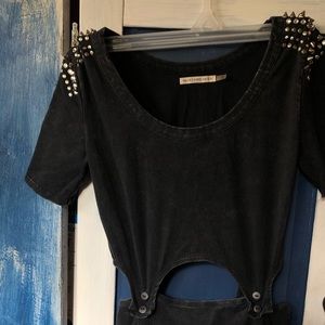 Cute studded distressed grey dress